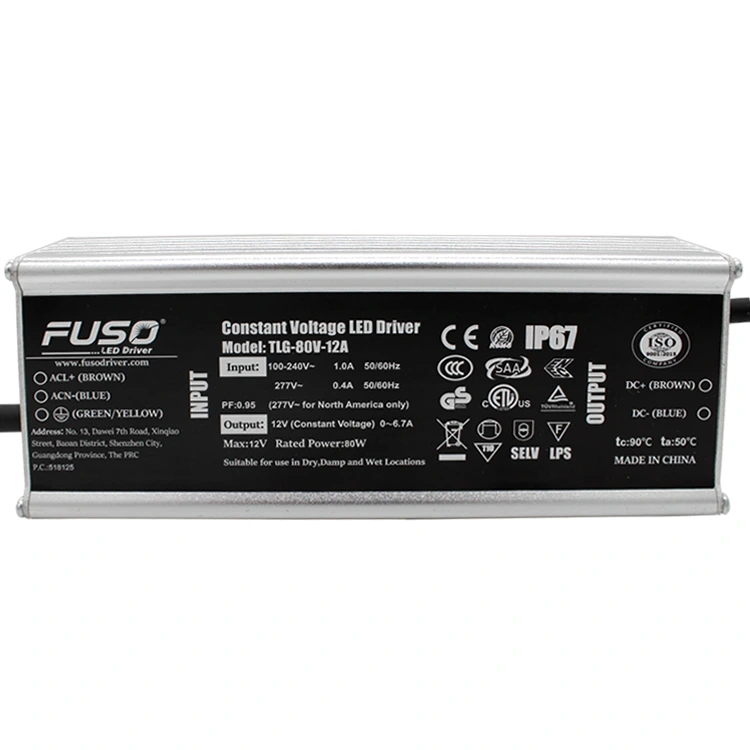 Fuente de alimentación LED de voltaje constante alto Pf 12v 80w