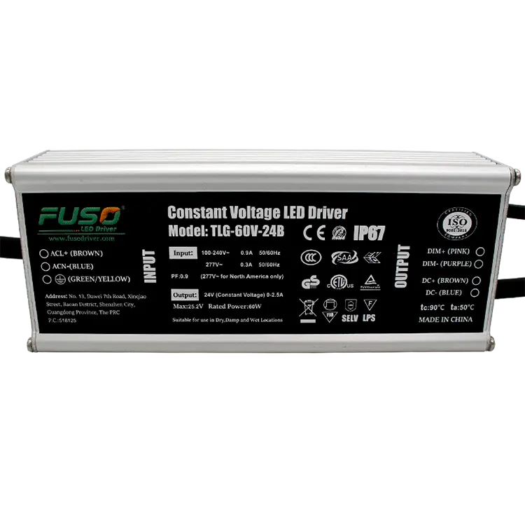 Controlador LED de voltaje constante de alto PF 24V 60w